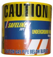 Warning Tape 150mm x 365 Metre Roll 'Gas Pipes Below' Yellow