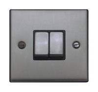 FEP Low Profile Satin Chrome 2g 2w Sw Black Insert Chrome Switch | LV0801.0002