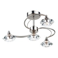 LUTHER 4 LIGHT SEMI FLUSH SATIN CHROME CRYSYAL