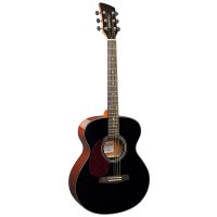 Brunswick Grand Auditorium Left Handed Acoustic Guitar, Black Gloss
