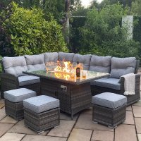 Amalfi Casual Sofa Dining Set with Fire Pit