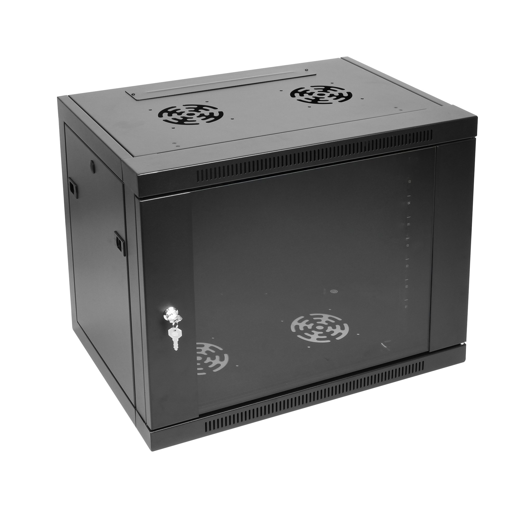 9U flat packed wall cabinet with tempered glass front door 