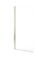 LUNAR SB1 6MM RADIUS BATH SCREEN 1400MM H X 800MM BRUSHED NICKEL