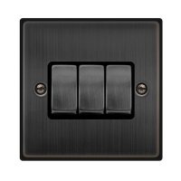 VPBZ413BK Deco Matt Bronze 10 Amp 3 Gang 2 Way Switch