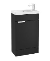 STOCKHOLM 50CM FLOOR STANDING CLOAKROOM MATT BLACK VANITY UNIT - BRUSHED CHROME HANDLES