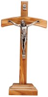 Olive Wood Standing Crucifix 8 1/2 inch/Metal Corpus   (11658)