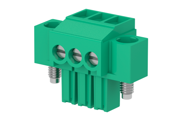 3.81mm Female Pluggable Terminal Block Locking Screw Flanges