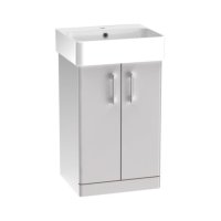 Tucker French Dartford 500mm Floor Standing Two Door Basin Unit Matt Light Grey