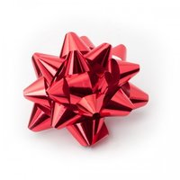 100MM STICK ON BOW METALLIC RED [50]