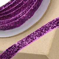 Velvet Glitter Ribbon Fuchsia - 10mm x 10m