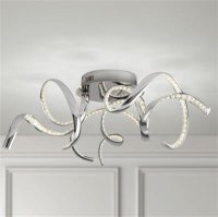 Searchlight Twirls LED Flush- Chrome & Clear Crystal