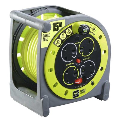 Masterplug Pro XT 4 Socket 15m 13A Case Reel