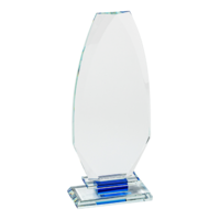 25cm Curved Crystal Plaque with Blue (Satin Box)