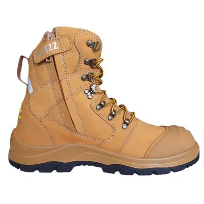Lace Up Zip Safety Boot with Scuff Cap 