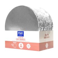 CBWRS08- Pack of 10 Round Cake Boards with Wrapped Edges, Silver (8" / 20cm) 