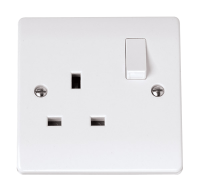 Click Curva 1G Switched Socket White CCA605