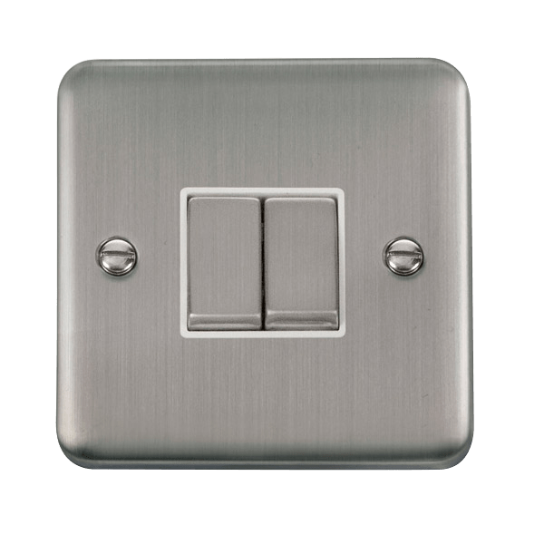 Click Deco Plus 2G 2W Switch Stainless Steel White Insert DPSS412WH
