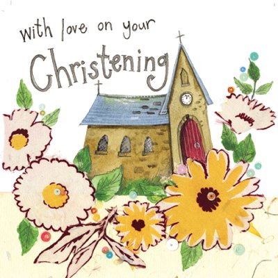 Floral Christening Card