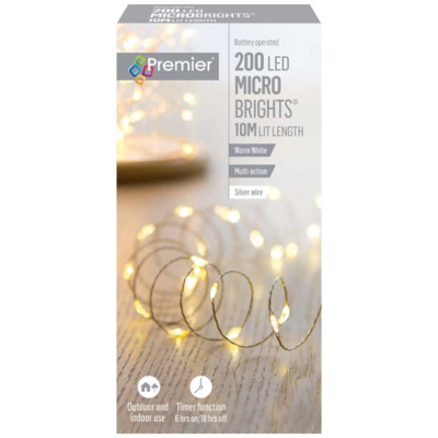 Premier 200 LED Battery Operated Multi-Action Microbrights - Warm White