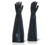 Black Rubber Gauntlet Glove Medium Weight 24" (60cm) (Pair)