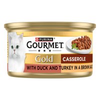 Gourmet 12621168 Gold Tinned Cat Food Casserole Duck and Turkey 12x85gm 