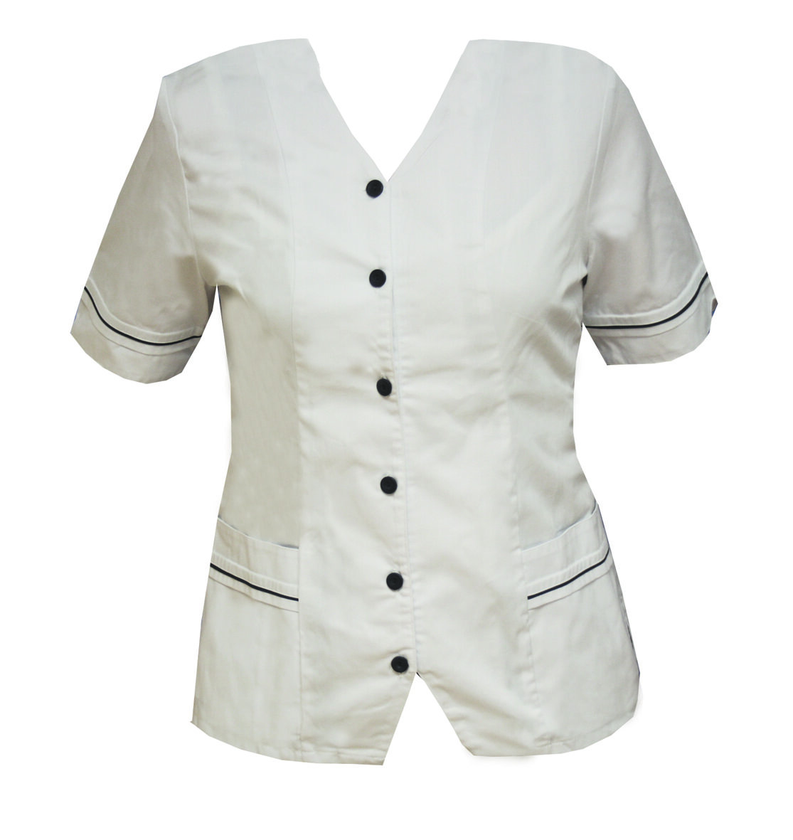 Homecare White Tunic With Navy Trim (V 