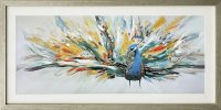 Hand Painted Picture Peacock 38.5x77cm