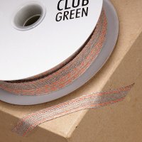 Hessian Ribbon With Stitched Edge Orange -10mm x 25m