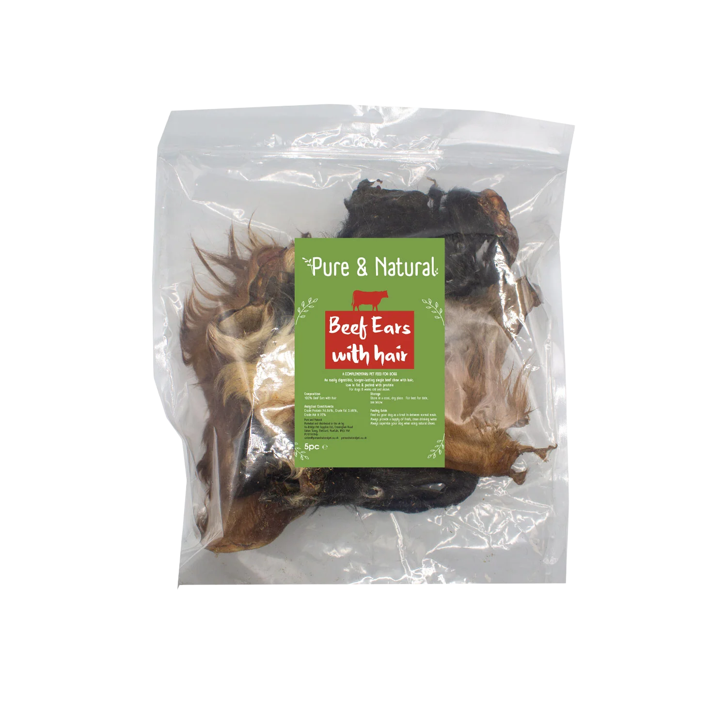 Pure & Natural Beef Ear with hair 50pc