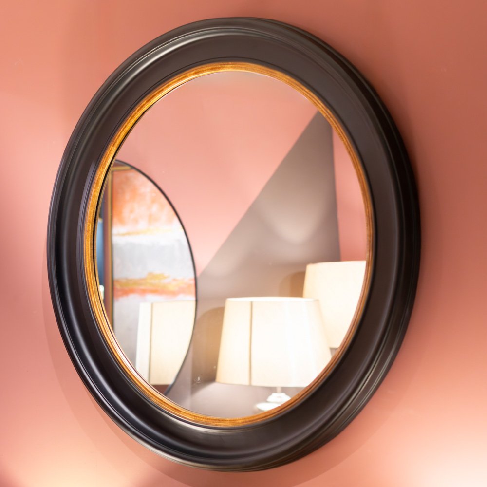 Round 90cm Mirror - Black/Gold 3