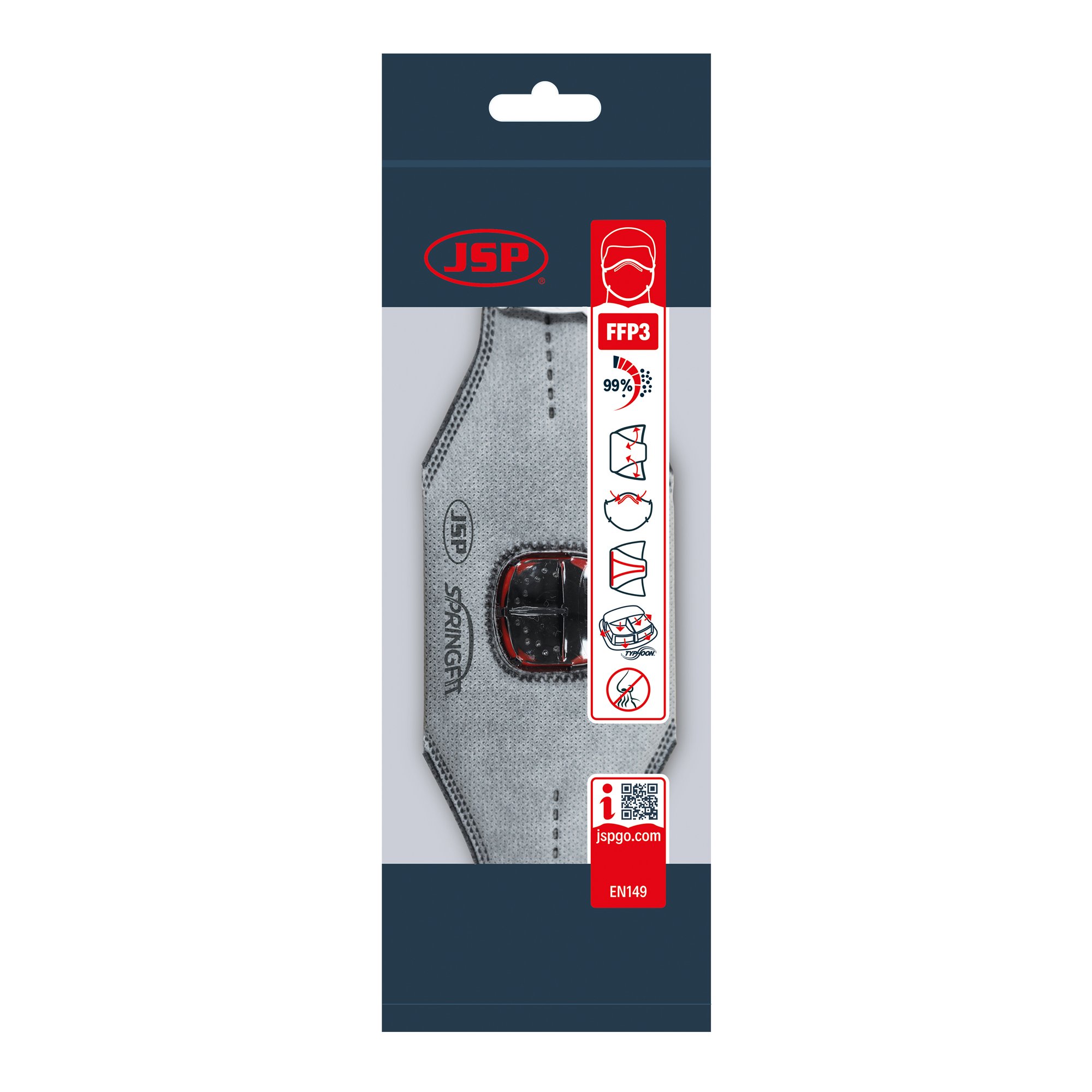 JSP SPRINGFIT FFP3 436ML FOLD FLAT MASK PACK OF 10