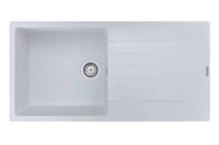 Reginox Harlem10 Pure White Granite Single Bowl Kitchen Sink with Drainer and Waste Included
