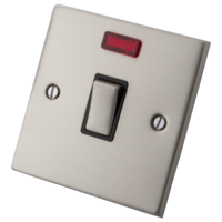 Stainless Steel Double Pole Switch with Neon 20 Amp