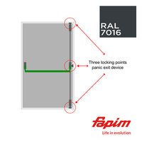 3 POINT PANIC BOLT SET T/S ALUMINIUM RAL 7016- GREEN BAR