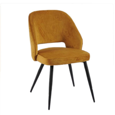 Sutton Mustard Velvet Dining Chair front view