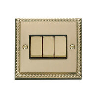 Click Deco Georgian Cast Brass 3 Gang 2 Way Switch
