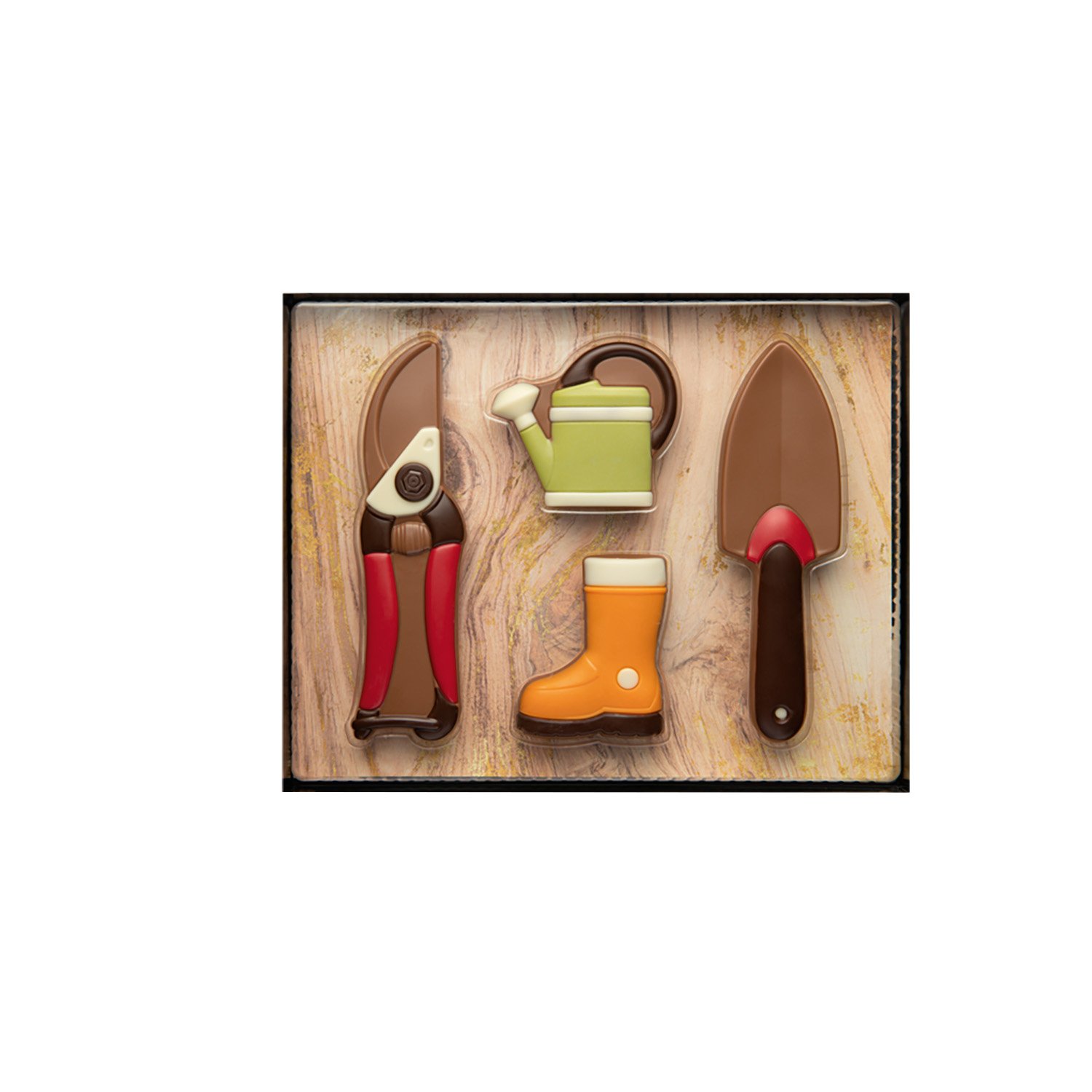 Decorated milk chocolate gardening gift set - 195mm - 5x125g