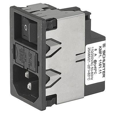 IEC Panel Inlet with Filter, Fuse holder 1 or 2 pole and a 2 pole line switch