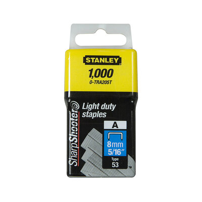 Stanley 8mm 5/16" Light Duty Staples Blue Type 53 0-TRA205T - Pack of 1000