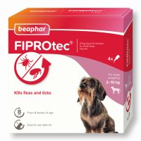 Beaphar FIPROtec&reg; Spot-On Flea and Tick treatment for Small Dogs (2-10kg) - 4 pipettes