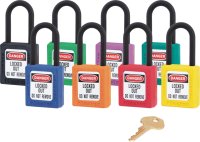 Master Lock 0406 Nylon Shackle Keyed Different Safety Padlock 