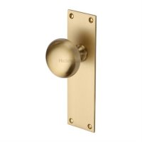 BAL8510-SB - Heritage Brass Mortice Knob on Latch Plate Balmoral Design Satin Brass Finish
