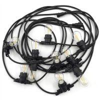 Tezla 10M Linkable 16 Light 0.6M Spacing Festoon Kit c/w Vintage LED Lamps