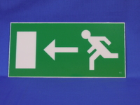 Man Running Arrow Left Exit Box Legend