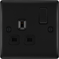 BG NFB21B Nexus Metal Matt Black 1 Gang 13A Double Pole Switched Socket
