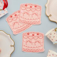 Rococo Cherries Cake Shaped Paper Napkins - Pack of 16