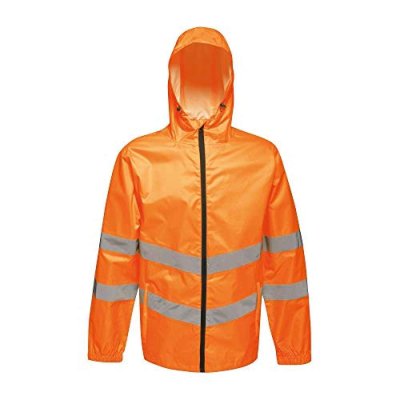 Men's Hi-Vis Pro Waterproof Reflective Packaway Work Jacket Orange Size Small TRW497