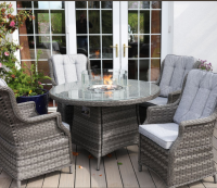 Amalfi 4 Seater Round Fire Pit Dining Set