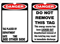 DANGER Energy Source Tag, Pack 25