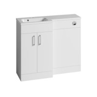 Tucker French Surrey 1100 x 340mm L-Shape Left Hand Basin with 600mm L-Shape Basin Unit Gloss White